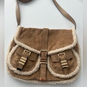 Michael Kors Darrington Large Suede Shearling Messenger Bag!